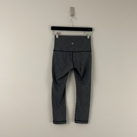Lululemon Wunder Under Crop Hi-Rise Full-On Luxtreme Heathered Black Size 6 - Picture 2 of 7